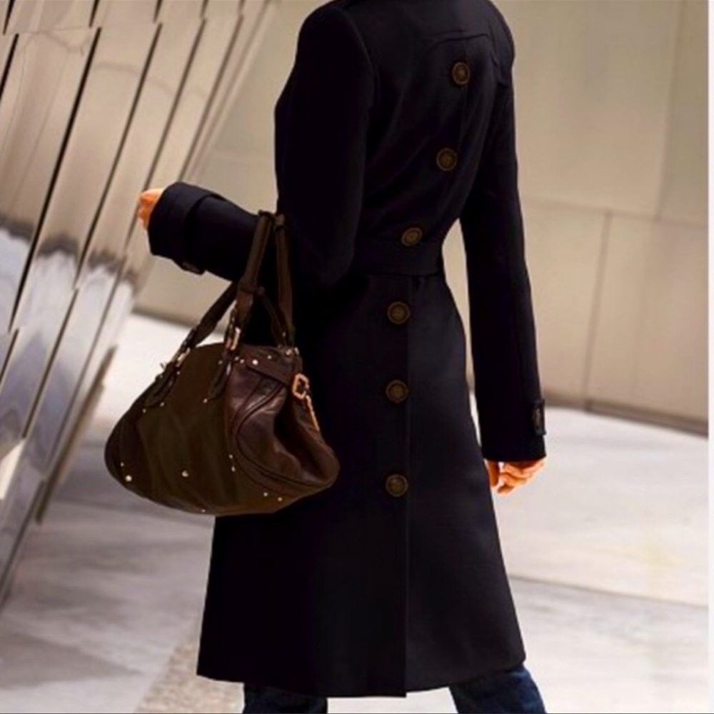 Via Spiga Button Back Wool Blend Long Coat Jacket Size 10